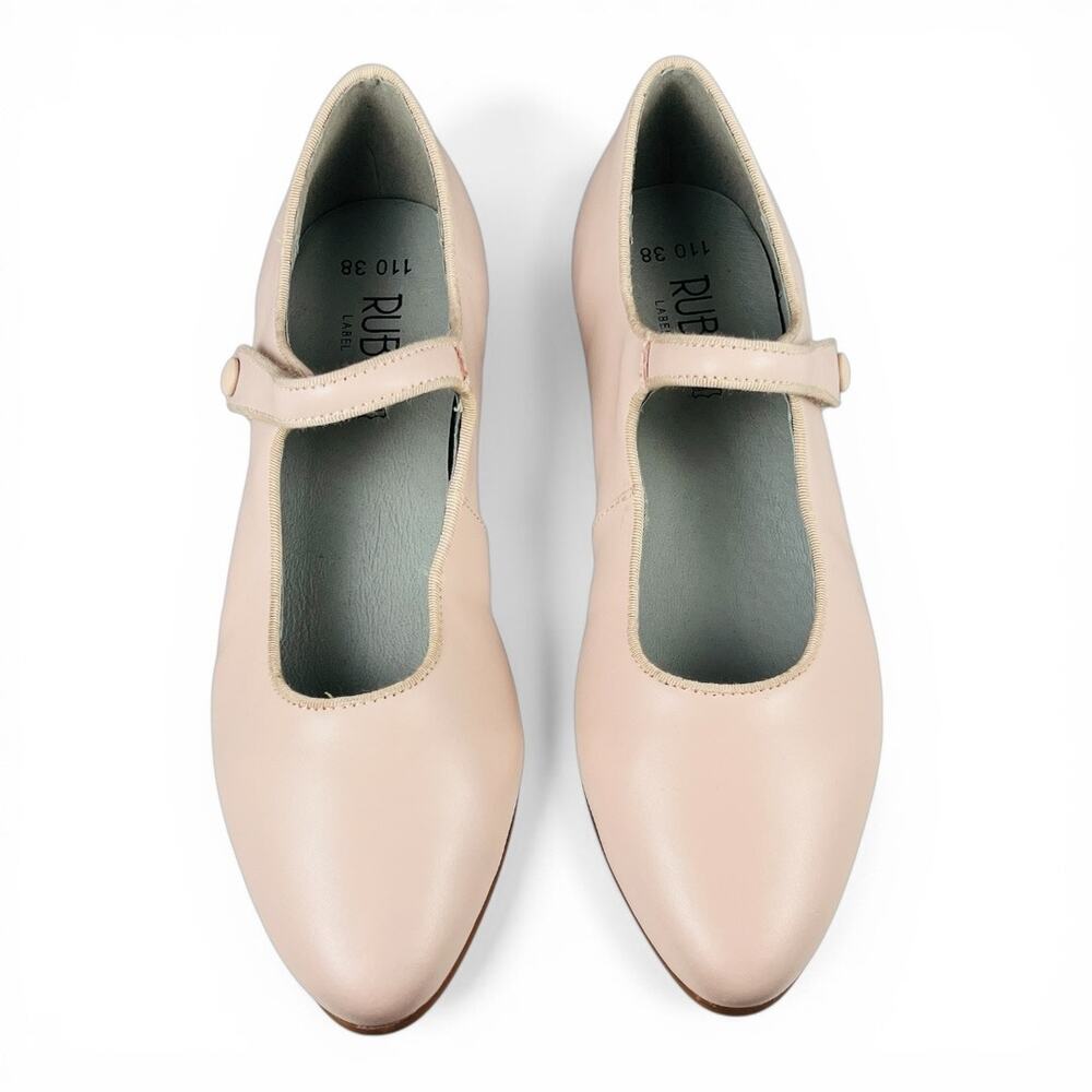 Ruby Label Blush Pink Leather Mary Jane Ballet Flats Pointed Toe EU 38